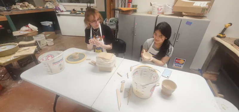 Finished greenware drying, waiting for the kiln